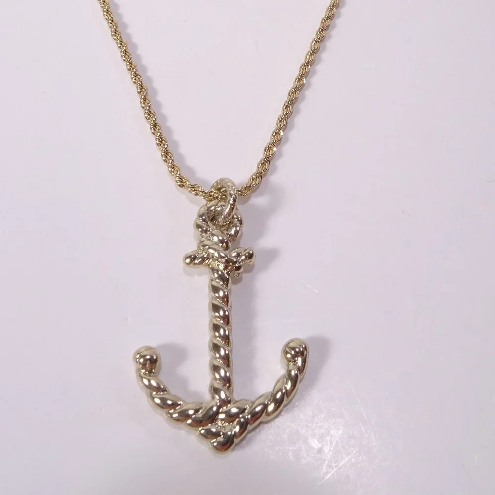 Banana Republic Roots of BR Gold Ribbon Rope Anchor Pendant Necklace NWT 88 - Picture 3 of 15